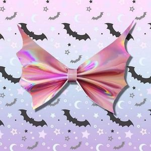 Pink Metallic Faux Leather Bat Bow